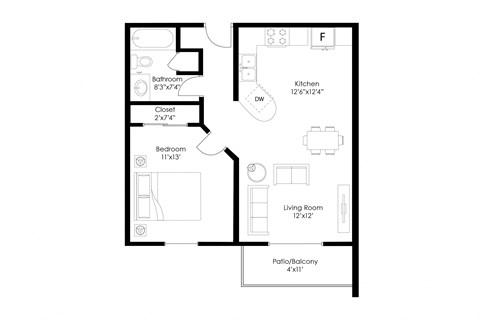 a floor plan of a bedroom apartment